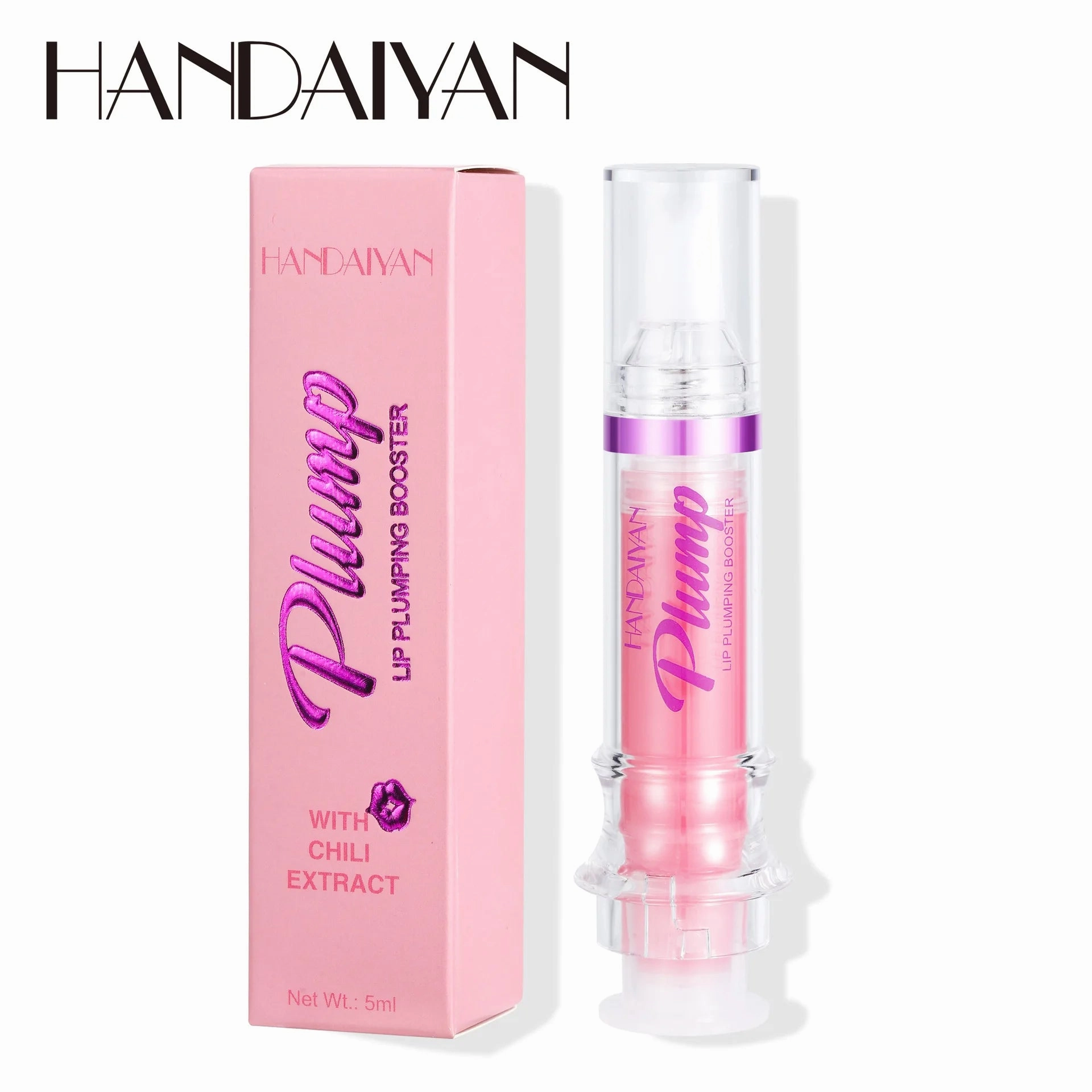 Handaiyan Lip Plumping Booster Sexy Plumper Glitter Red Nude Lipstick Liquid Waterproof Moisturize Oil Lipgloss Makeup