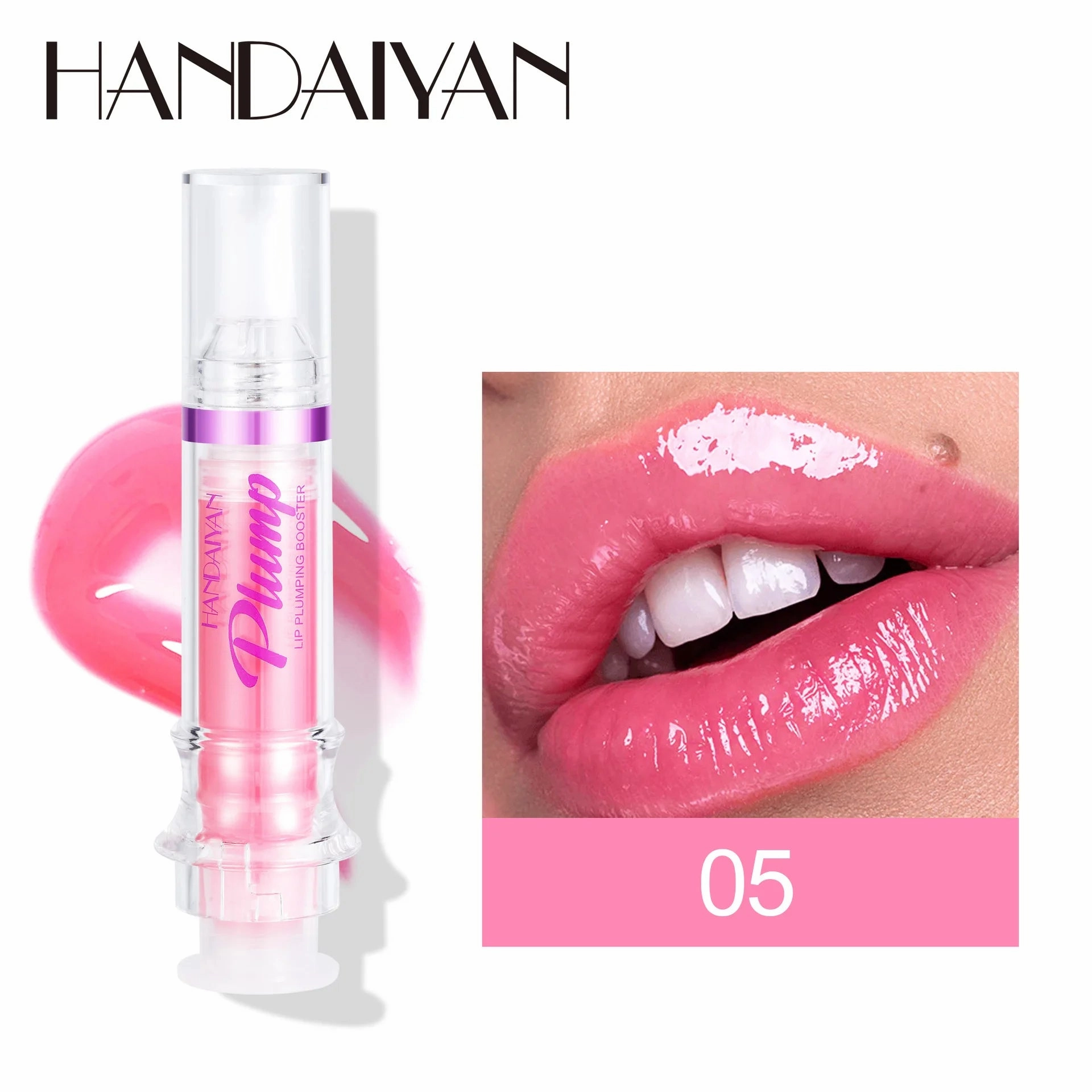 Handaiyan Lip Plumping Booster Sexy Plumper Glitter Red Nude Lipstick Liquid Waterproof Moisturize Oil Lipgloss Makeup