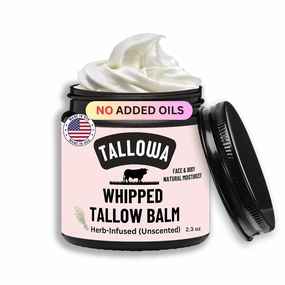 Handmade Whipped Tallow Balm for face and Body Organic Tallow Face Moisturizer Grass Fed Tallow Face Cream for Skin Body Butter for Sensitive-Skin, Eczema, Rosacea, Baby (Herb-Infused (Unscented))