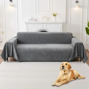HAOMAIJIA Non Slip Couch Cover Sofa Covers for 3 Cushion Couch Washable sectional Couch Covers for Dogs pet Furniture Protector Couch Cover Blanket for Living Room (Grey, 91"x118")