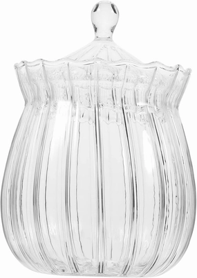 Happyyami European Style Clear Glass Storage Jar with Lid for Tea Candy Nuts Dried Fruits Desktop Organizer Airtight Food Canister for Kitchen Use