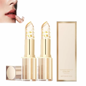 Hardpointing Color Changing Lipstick, Markforlove Lipstick, Hard Pointing Lip stick, Transferproof Color Changing Lip stick, Gold Foil Moisturizing Glossy Shine Lip Gloss (2pcs)