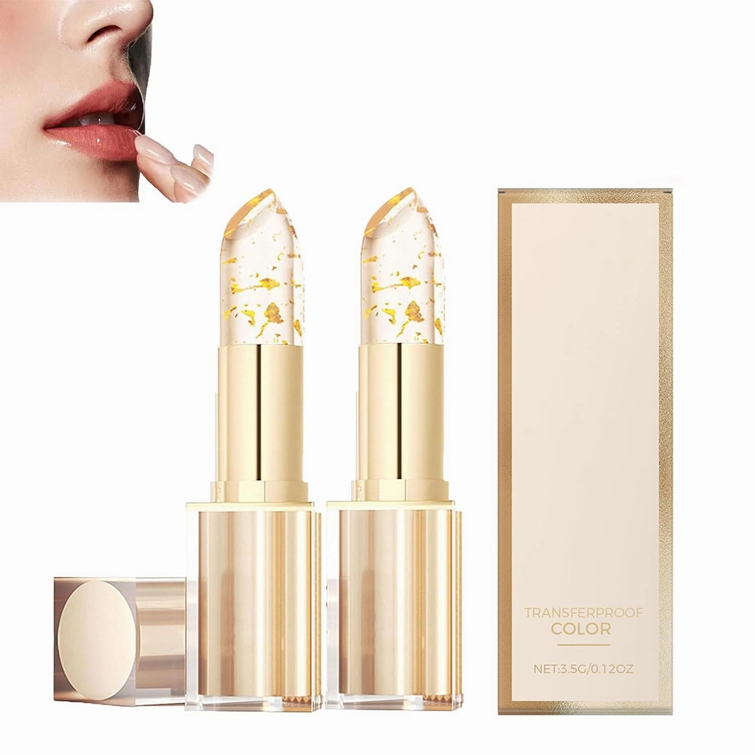 Hardpointing Color Changing Lipstick, Markforlove Lipstick, Hard Pointing Lip stick, Transferproof Color Changing Lip stick, Gold Foil Moisturizing Glossy Shine Lip Gloss (2pcs)
