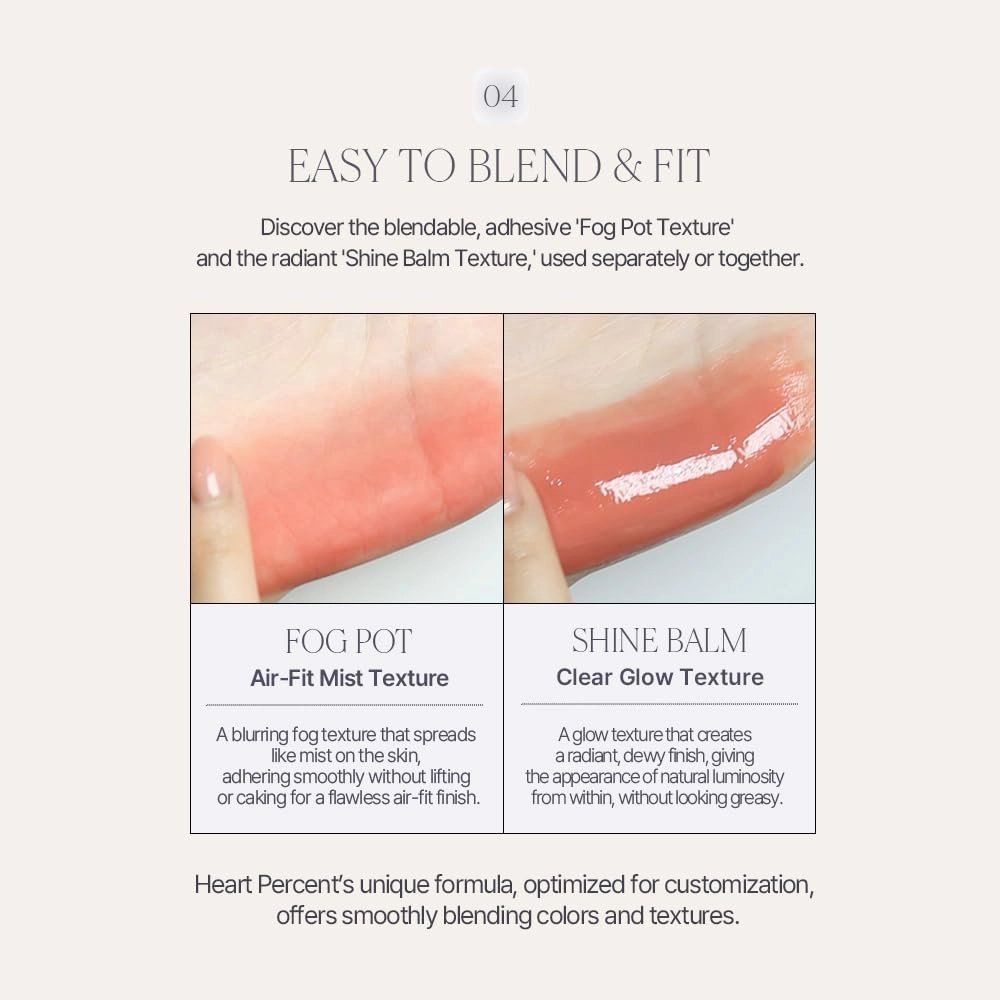 Heart Percent Dote On Mood Custom Lip & Cheek, Matte (Fog Pot)   Glow (Shine Balm) Dual Type Multi-use Blush & Lip Tint [#05. Mauvish]