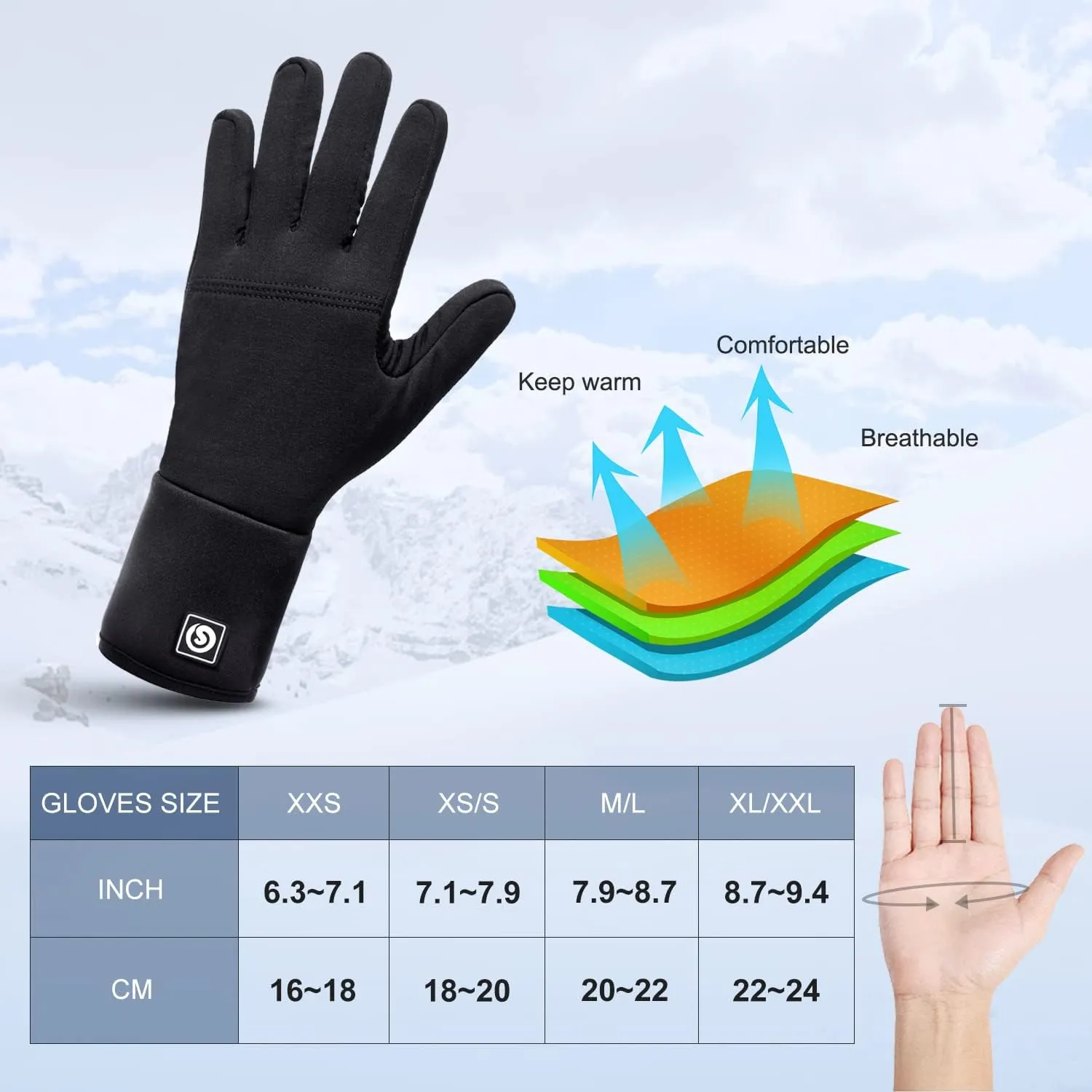 Heated Glove Liners for Men Women,Rechargeable Electric Battery Heating Riding Ski Snowboarding Hiking Cycling Hunting Thin Gloves Hand Warmer