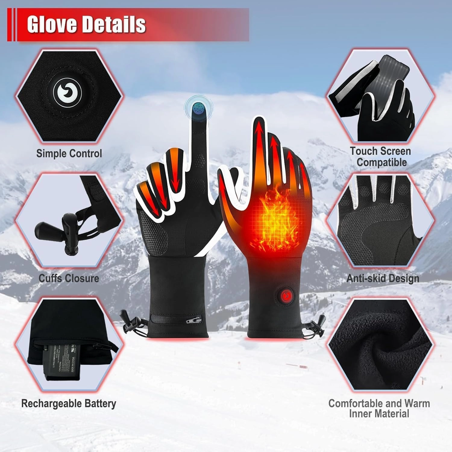 Heated Glove Liners for Men & Women - Electric Heated Arthritis & Raynaud's Gloves for Winter