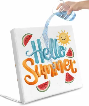 Hello Summer Outdoor Cushion Chair Cover Set of 4 - Waterproof Couch Seat Covers, Watercolor Watermelon Tropical Fruit Patio Furniture Protector Cushions Slipcovers for Sofa/RV, 22"x22"x4"
