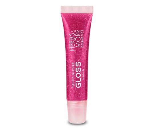 Herbs & More Cosmetics Fruity Lip Gloss Glitter – High Shine, Long-Lasting Moisture, Lightweight Non-Sticky Formula for Sparkling Lips - 10ml (Strawberry, 10ML)