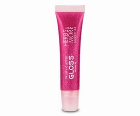 Herbs & More Cosmetics Fruity Lip Gloss Glitter – High Shine, Long-Lasting Moisture, Lightweight Non-Sticky Formula for Sparkling Lips - 10ml (Strawberry, 10ML)
