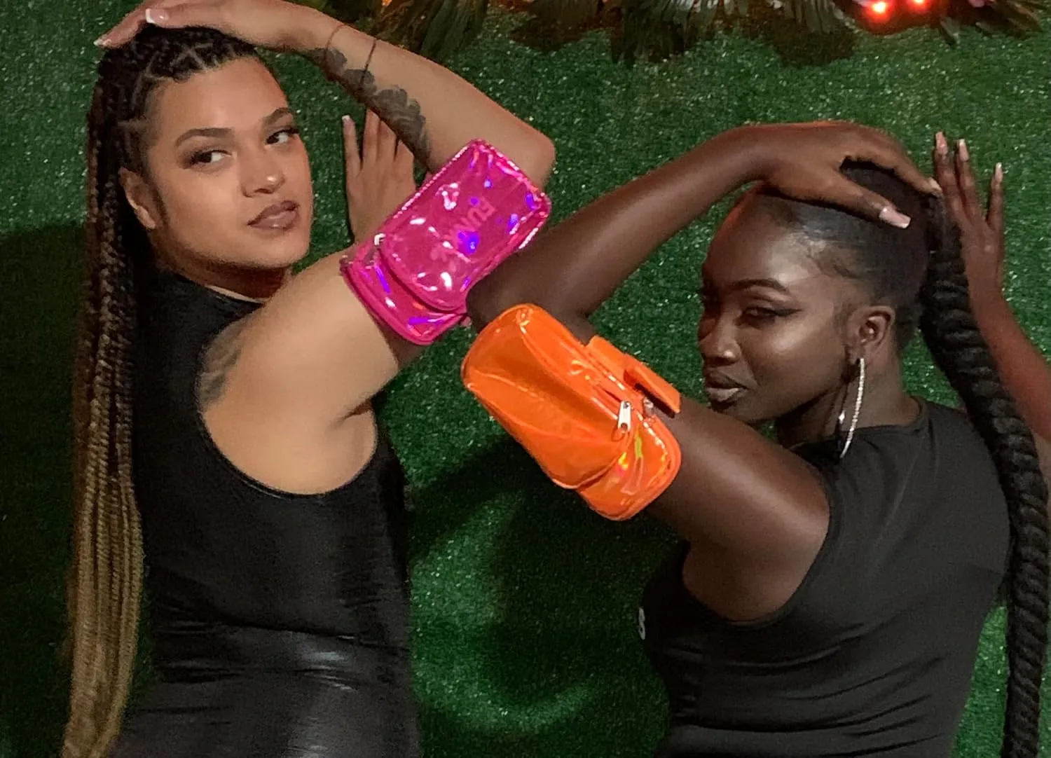 Holographic Arm Bag |Festival Bag Outdoor Waist Pouch | Carnival Hiking Pack with Adjustable Straps (Purple)
