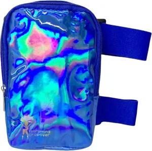 Holographic Thigh Bag | Carnival Leg Harness for Women | Outdoor Waist Pouch | J'ouvert Travel Leg Pack with Adjustable Colored Straps | Blue