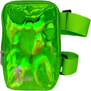 Holographic Thigh Bag | Carnival Leg Harness for Women | Outdoor Waist Pouch | J'ouvert Travel Leg Pack with Adjustable Colored Straps | Green