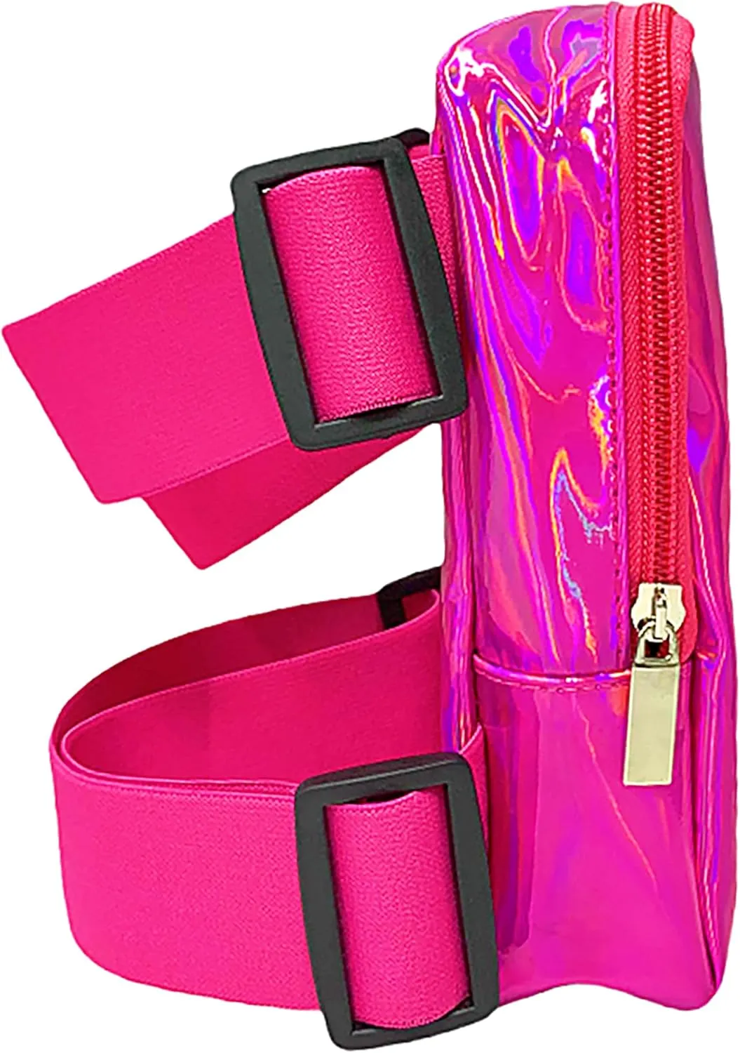 Holographic Thigh Bag | Carnival Leg Harness for Women | Outdoor Waist Pouch | J'ouvert Travel Leg Pack with Adjustable Colored Straps | Pink