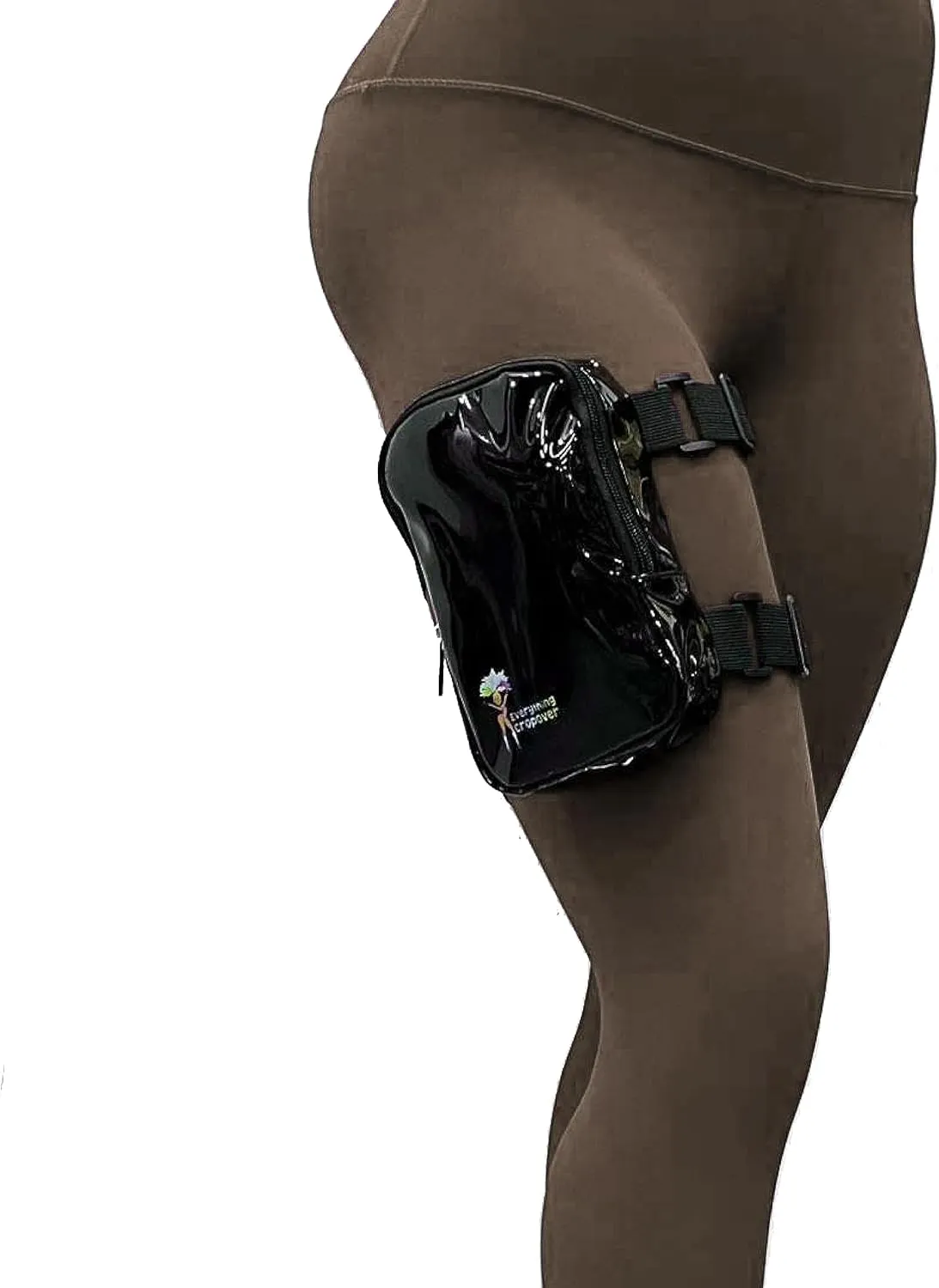 Holographic Thigh Bag | Leg Harness for Women | Outdoor Waist Pouch | Carnival Hiking Travel Fanny Pack with Adjustable Straps | Black Gloss
