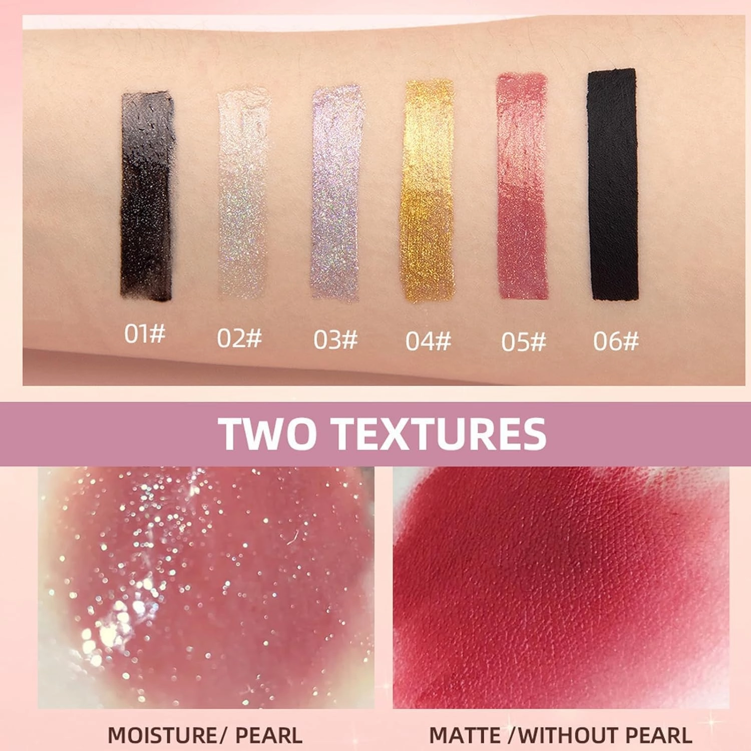 Holographic Lip Gloss Glitter Shimmer Lipstick Long Lasting Waterproof,Metallic Liquid Diamond Glitter Lipstick Holographic Lip Gloss For A Sparkly Finish,Moisturizing Shimmer Makeup (2 * 06#)