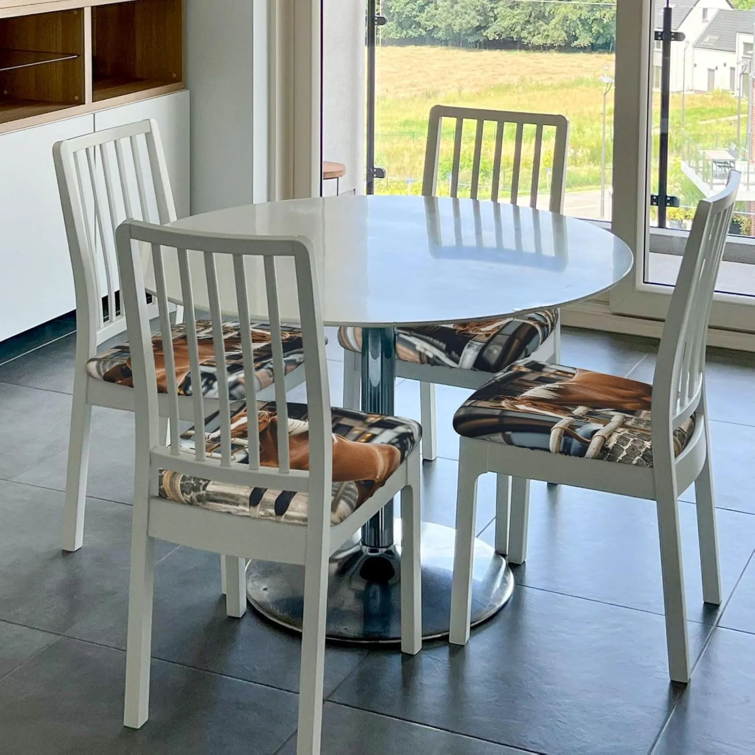 Horse in The Street Bar Stool Seat Covers Square Stool Covers Six Piece Memory Foam Soft Stool Cushion Slipcover Non Slip Washable Bar Chair Cover for Dining Room Office Hotel