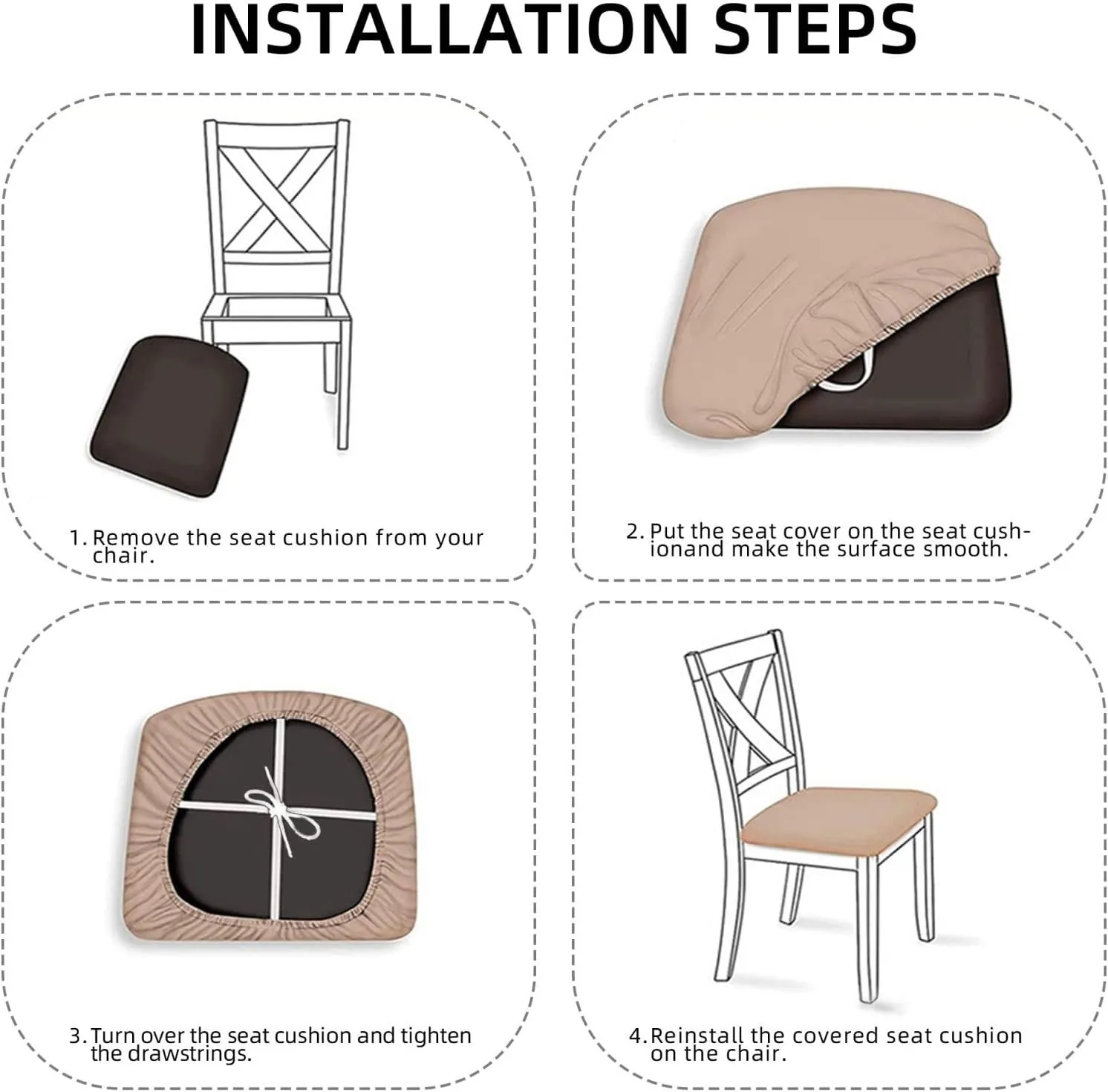 Horse in The Street Bar Stool Seat Covers Square Stool Covers Six Piece Memory Foam Soft Stool Cushion Slipcover Non Slip Washable Bar Chair Cover for Dining Room Office Hotel