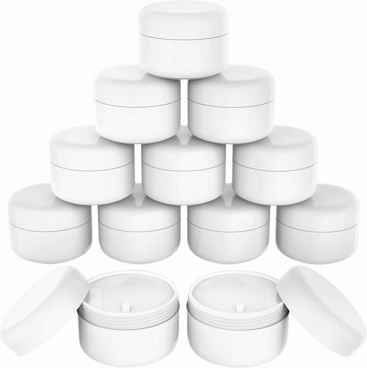 Houseables Lotion Container, Lotion Jars, Body Butter Containers, Cosmetic Jars with Lids, 4 Oz Jar with Lids, Cream Container, Body Butter Jar, Cosmetic Containers, Empty, Small, Plastic, White, 12PK