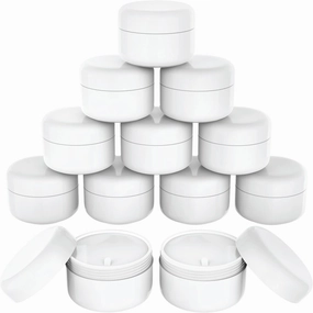 Houseables Lotion Container, Lotion Jars, Body Butter Containers, Cosmetic Jars with Lids, 4 Oz Jar with Lids, Cream Container, Body Butter Jar, Cosmetic Containers, Empty, Small, Plastic, White, 12PK