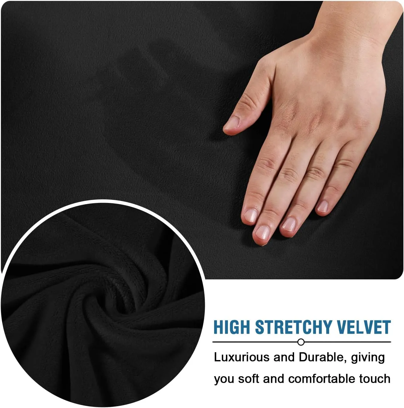H.VERSAILTEX Real Velvet Plush 1 Piece Form Fit Stretch Rectangle Folding Storage Covers Ottoman Slipcovers Removable Footstool Protect Footrest Covers Elastic Bottom, Machine Washable(X-Large, Black)