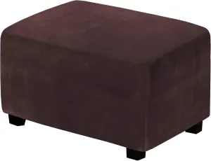 H.VERSAILTEX Real Velvet Plush 1 Piece Form Fit Stretch Rectangle Folding Storage Covers Ottoman Slipcovers Removable Footstool Protect Footrest Covers Elastic Bottom, Machine Washable(X-Large, Brown)