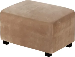 H.VERSAILTEX Real Velvet Plush 1 Piece Form Fit Stretch Rectangle Folding Storage Covers Ottoman Slipcovers Removable Footstool Protect Footrest Covers Elastic Bottom, Machine Washable(X-Large, Camel)