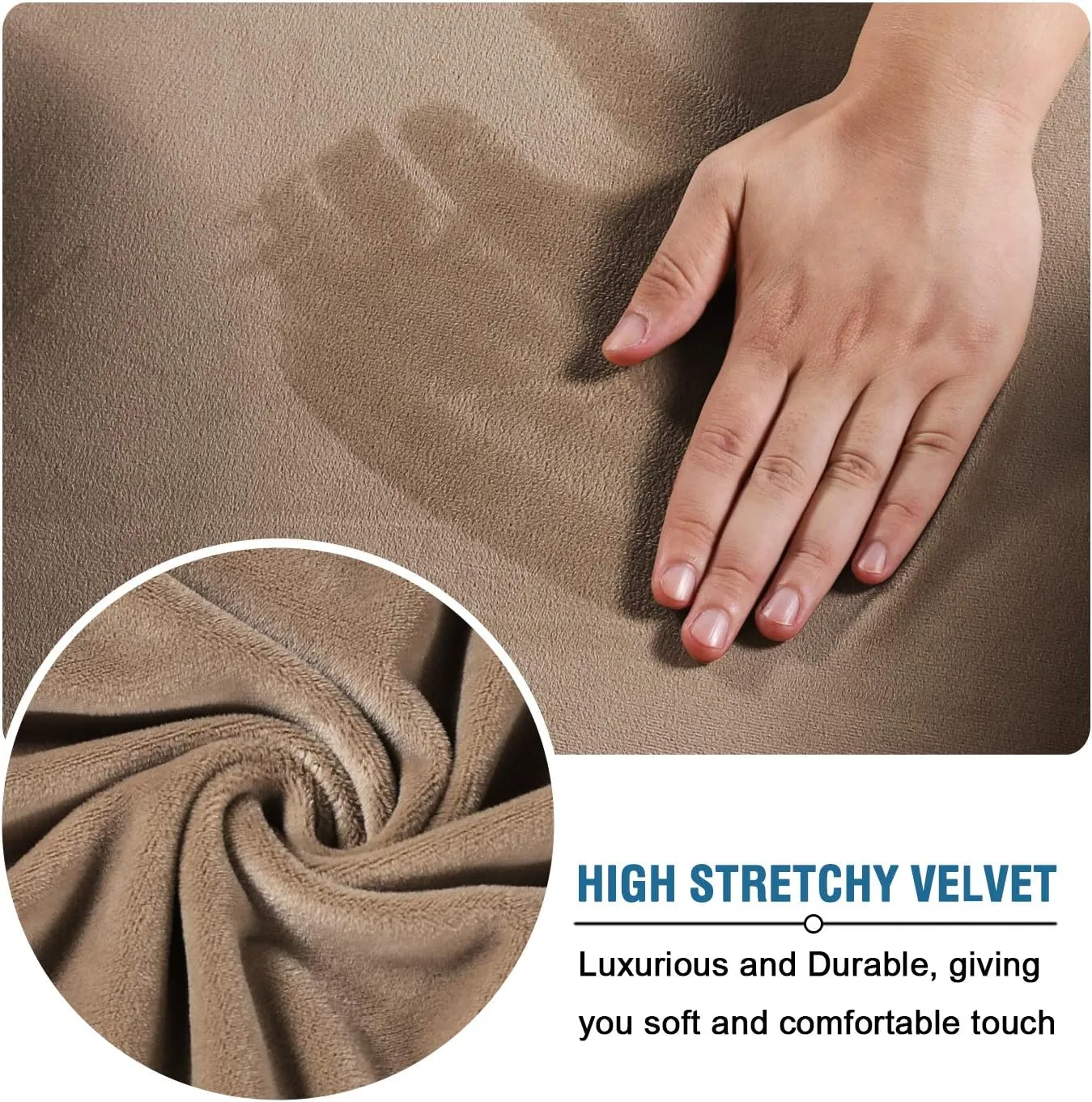 H.VERSAILTEX Real Velvet Plush 1 Piece Form Fit Stretch Rectangle Folding Storage Covers Ottoman Slipcovers Removable Footstool Protect Footrest Covers Elastic Bottom, Machine Washable(X-Large, Camel)