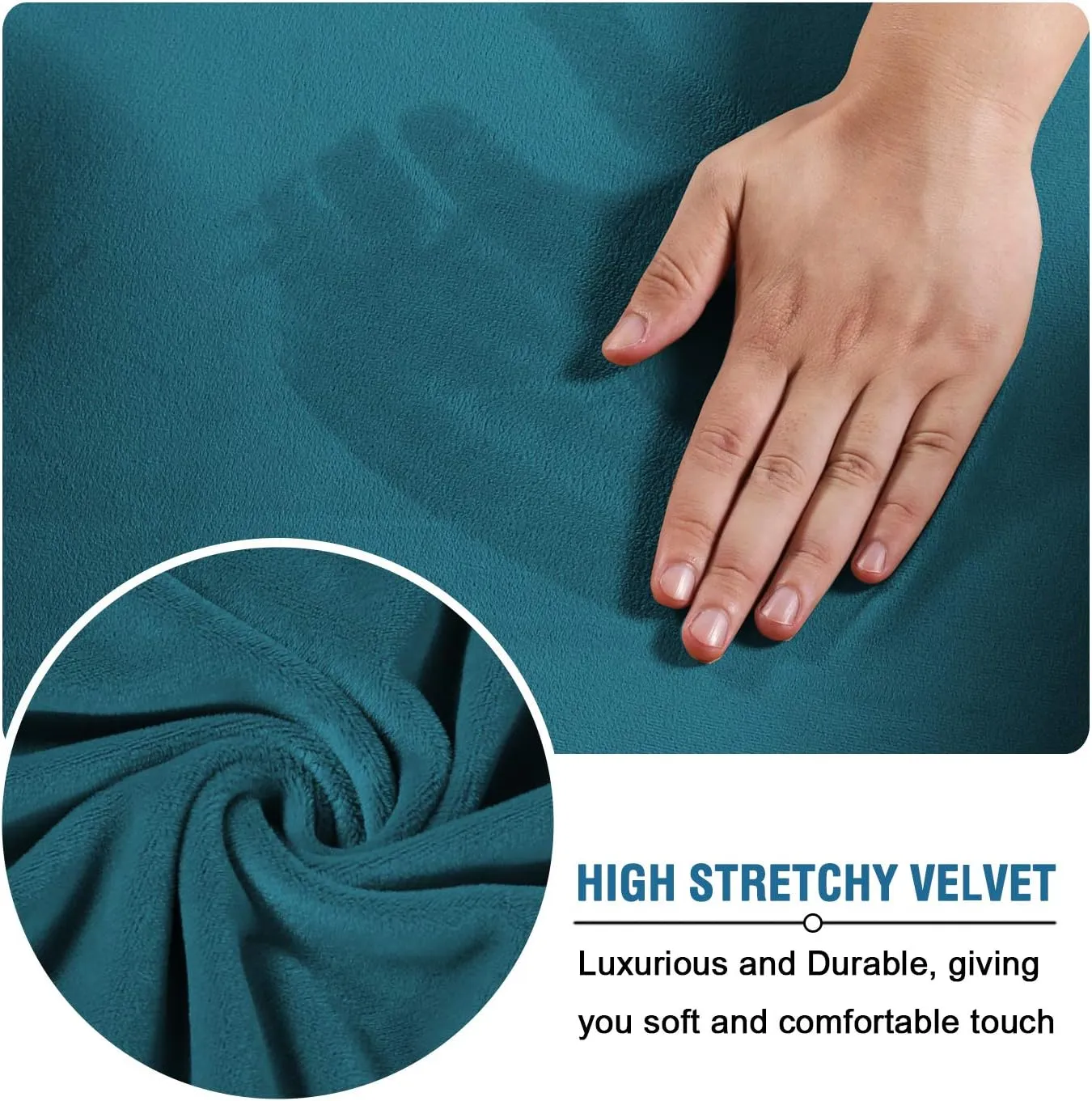 H.VERSAILTEX Real Velvet Plush 1 Piece Form Fit Stretch Rectangle Folding Storage Covers Ottoman Slipcovers Removable Footstool Protect Footrest Covers Elastic Bottom Washable(X-Large, Deep Teal)