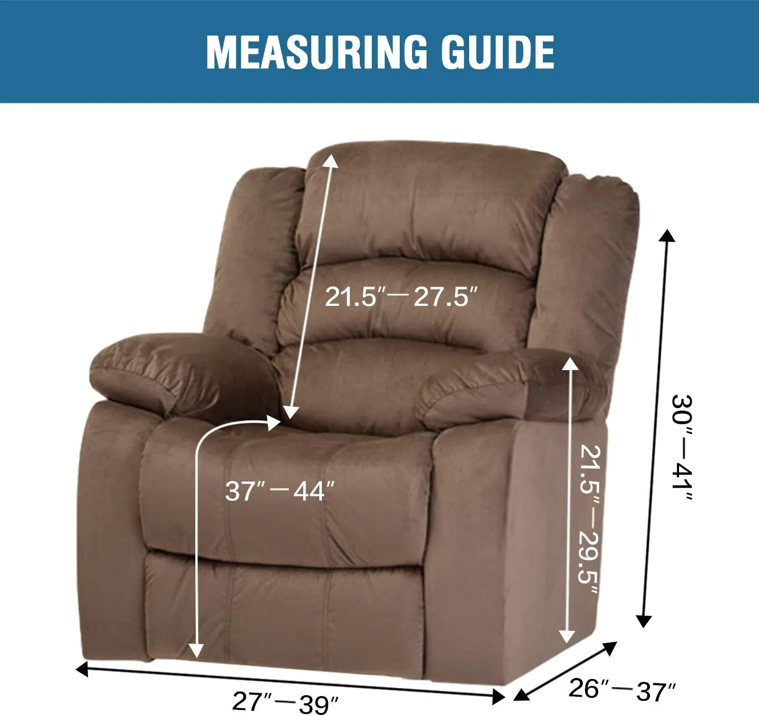 H.VERSAILTEX Velvet Stretch Recliner Couch Covers 4-Pieces Style Recliner Chair Covers Recliner Cover for Reclining Chair Slipcovers Feature Non Slip Form Fitted Thick Soft Washable, Brown