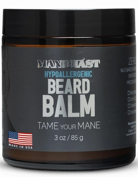Hypoallergenic All Natural Beard Balm For Men - Unscented, Made from Seed-Based Oil, Nut-Free Gifts For Men Beard Products with Light Styling Hold, Mustache Balm, Mustache Care Products