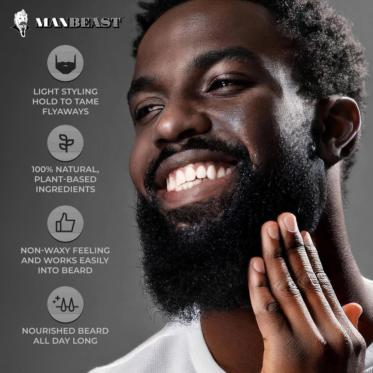Hypoallergenic All Natural Beard Balm For Men - Unscented, Made from Seed-Based Oil, Nut-Free Gifts For Men Beard Products with Light Styling Hold, Mustache Balm, Mustache Care Products