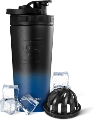Ice Shaker Insulated Stainless Steel Shaker Bottle | 26oz, Navyblack | Cold for 30  Hours | Insulated Cup with Twist-on Agitator | Odor-Free Bottle for Protein Shakes, Water, Smoothies, Cocktails