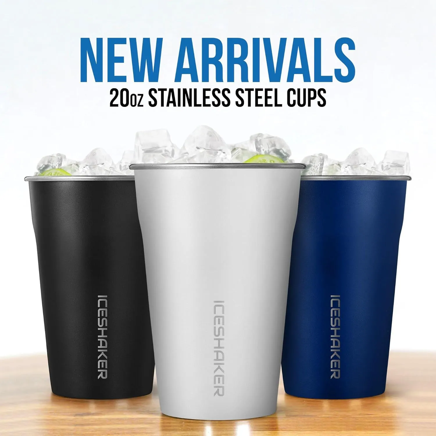 Ice Shaker Insulated Stainless Steel Shaker Bottle | 26oz, Navyblack | Cold for 30  Hours | Insulated Cup with Twist-on Agitator | Odor-Free Bottle for Protein Shakes, Water, Smoothies, Cocktails