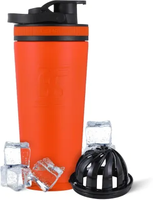 Ice Shaker Insulated Stainless Steel Shaker Bottle | 26oz, Orange | Cold for 30  Hours | Insulated Cup with Twist-on Agitator | Odor-Free Bottle for Protein Shakes, Water, Smoothies, Cocktails