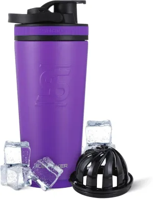 Ice Shaker Insulated Stainless Steel Shaker Bottle | 26oz, Purple | Cold for 30  Hours | Insulated Cup with Twist-on Agitator | Odor-Free Bottle for Protein Shakes, Water, Smoothies, Cocktails