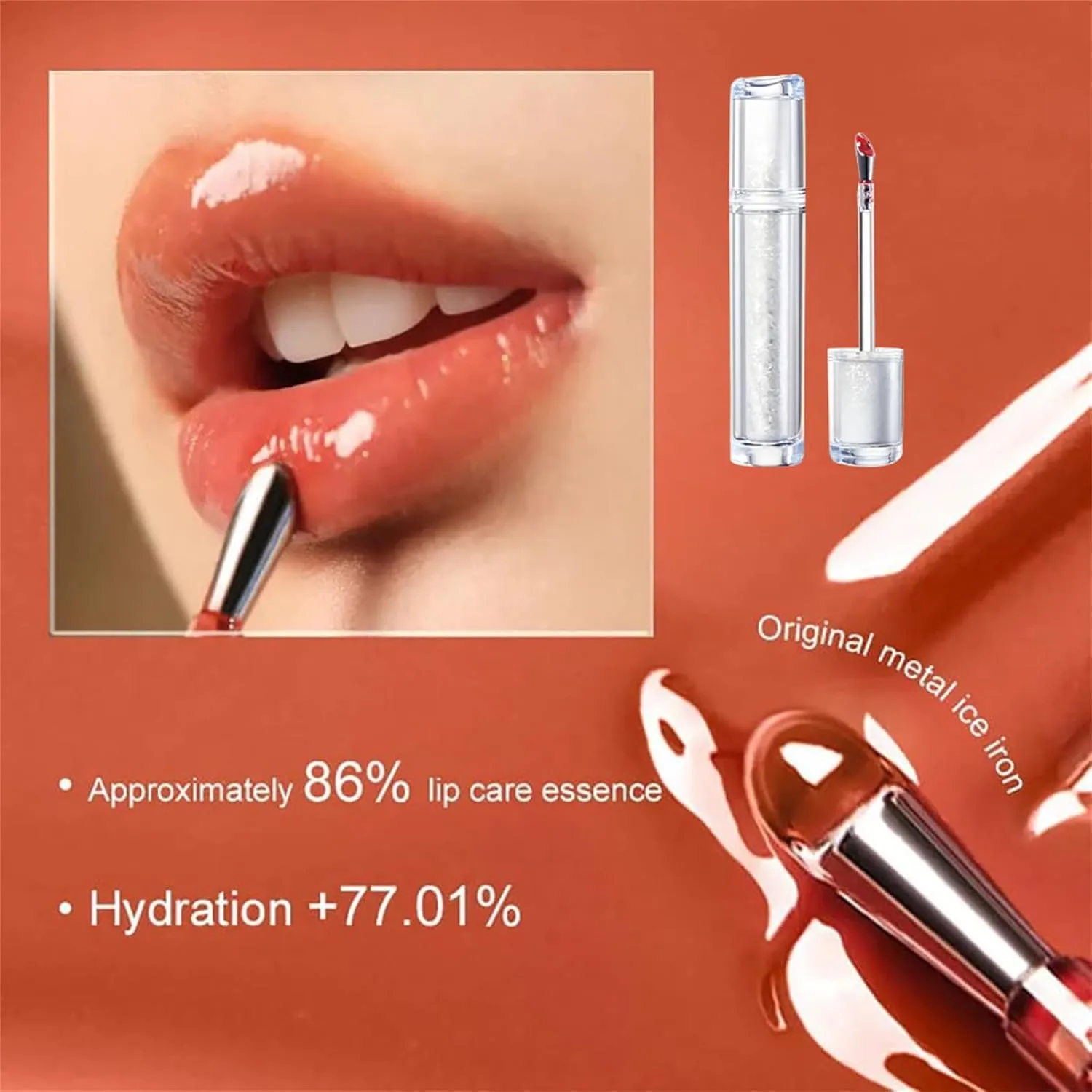 Ice Watery Lip Gloss,Mirror Tea Light Lip Glaze,Glasting Water Gloss,Lip Gloss Metal Applicator, Lip Hydrating Non-sticky Lip Gloss,Moisturizing Lip Oil No Sticky (10, 1pcs)