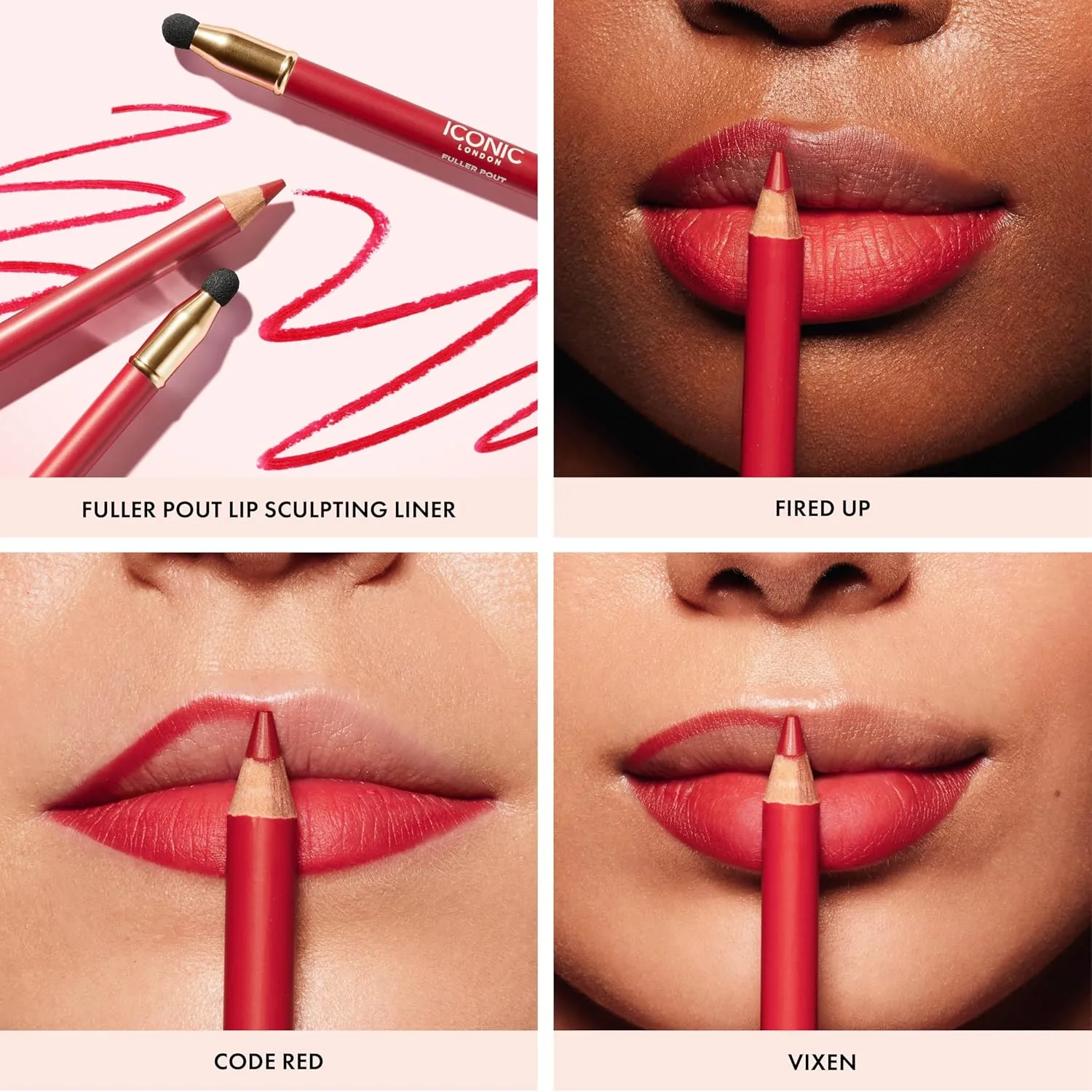 ICONIC LONDON Fuller Pout Sculpting Lip Liner | Blendable, Dual Ended Lip Liner with Creamy Colour and Lip Sponge for Buffing, Cruelty-Free, Vegan Makeup