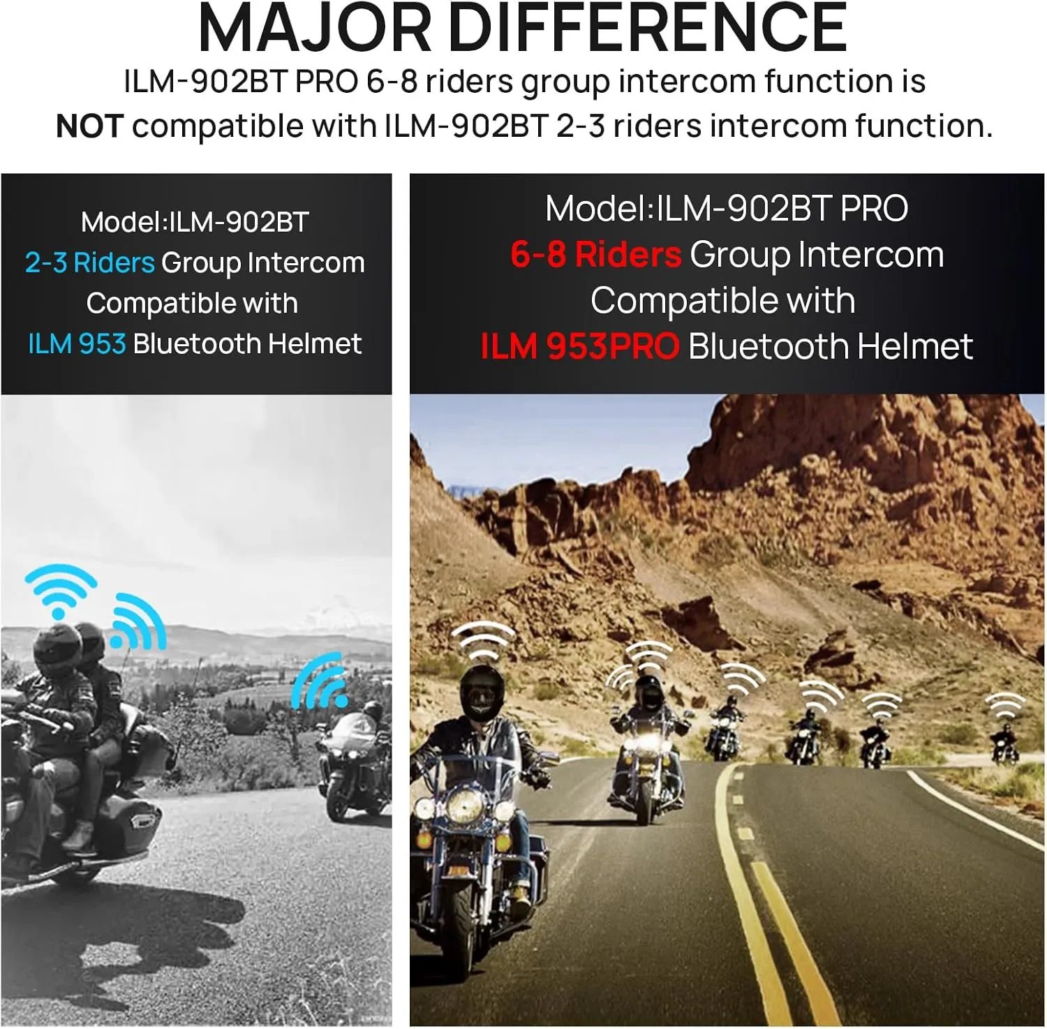 ILM Bluetooth Motorcycle Helmet Modular Flip up Full Face Dual Visor 6 Riders Group Intercom Mp3 FM Radio DOT Model 902BT PRO(Matte Black,Medium)