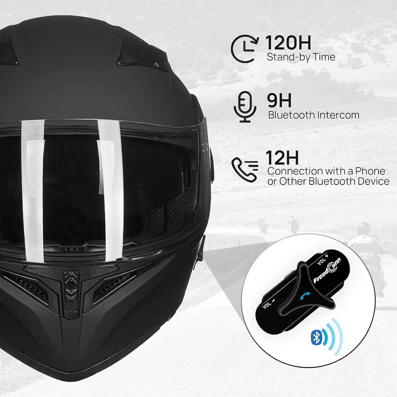 ILM Bluetooth Motorcycle Helmet Modular Flip up Full Face Dual Visor 6 Riders Group Intercom Mp3 FM Radio DOT Model 902BT PRO(Matte Black,Medium)