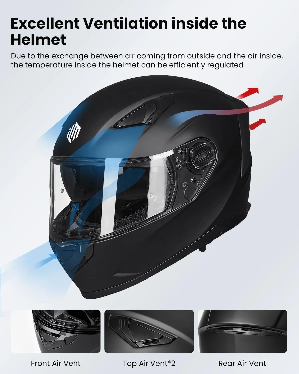 ILM Motorcycle Helmets Full Face with Anti-Fog Pinlock for Cascos para Motos Snowmobile Mens Women Heated Shield Compatible DOT Model 129
