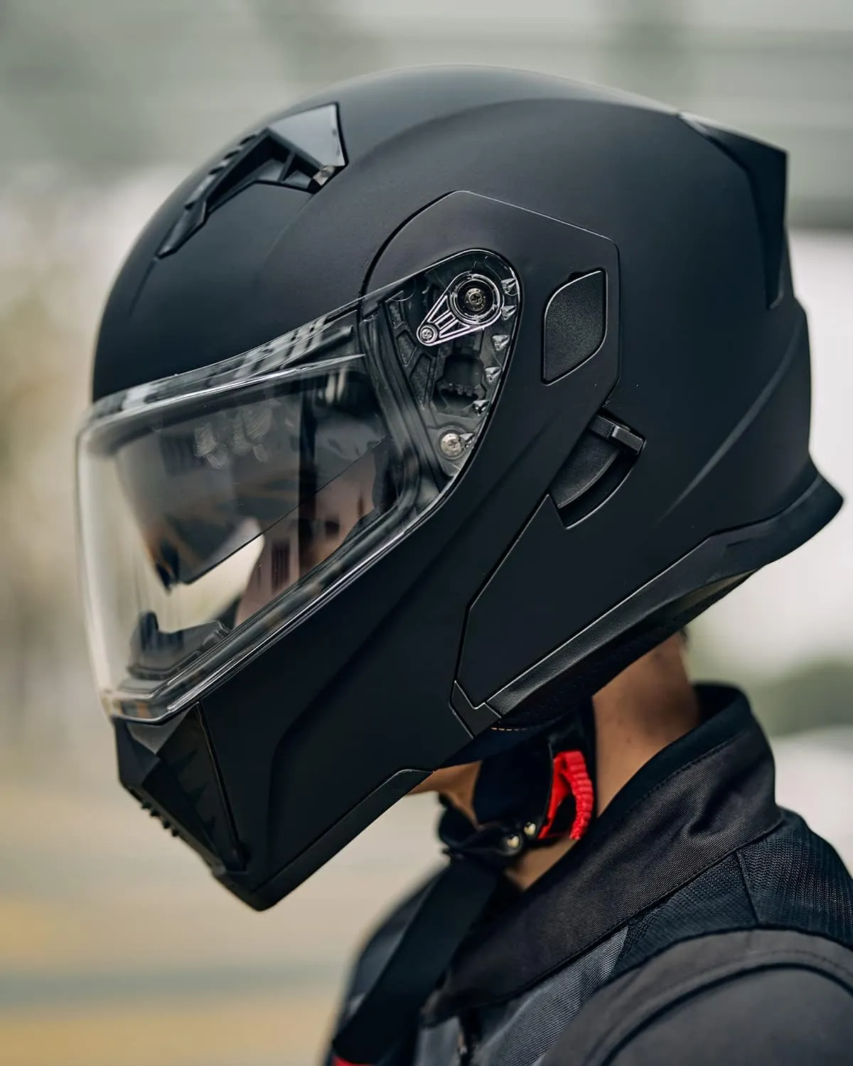 ILM Motorcycle Modular Full Face Helmet for Adult Flip up Dual Visor LED Tail Light Optional DOT
