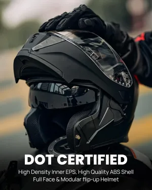 ILM Motorcycle Modular Full Face Helmet for Adult Flip up Dual Visor LED Tail Light Optional DOT