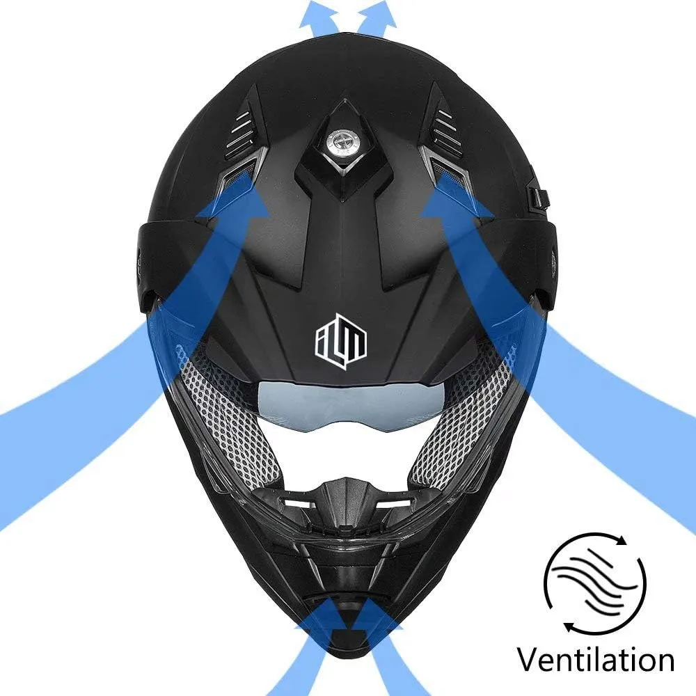 ILM Off Road Motorcycle Dual Sport Helmet Full Face Sun Visor Dirt Bike ATV Motocross Casco DOT Certified Model 606V