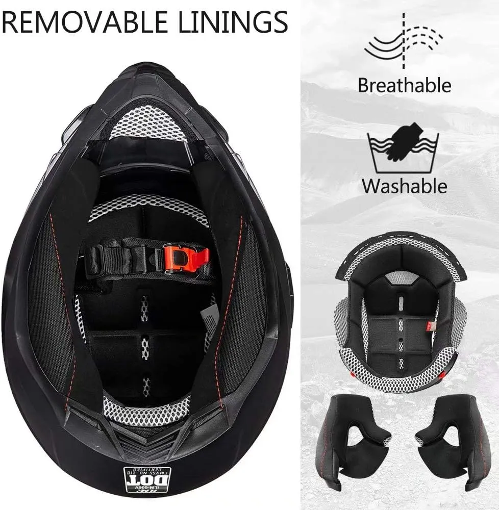 ILM Off Road Motorcycle Dual Sport Helmet Full Face Sun Visor Dirt Bike ATV Motocross Casco DOT Certified Model 606V