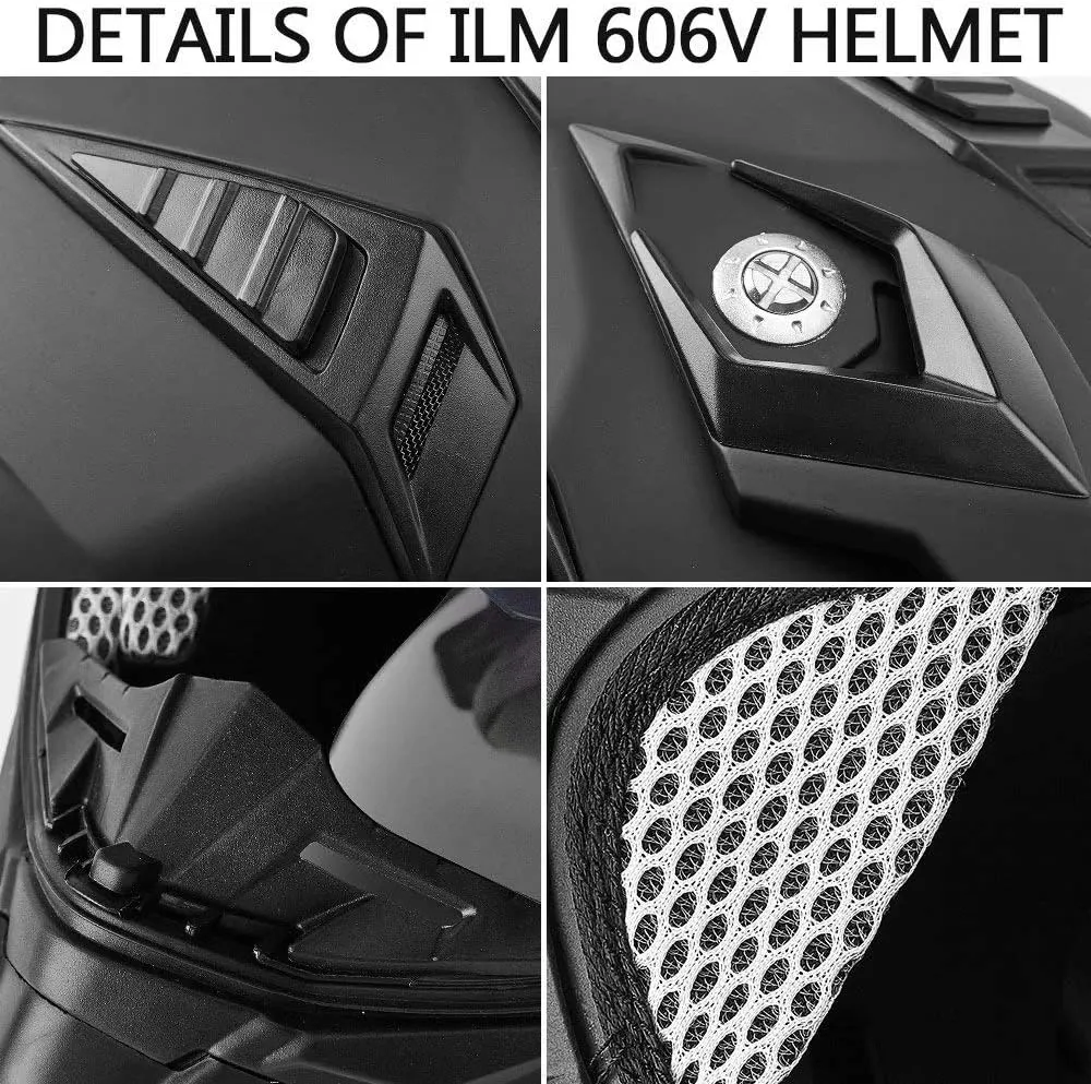ILM Off Road Motorcycle Dual Sport Helmet Full Face Sun Visor Dirt Bike ATV Motocross Casco DOT Certified Model 606V