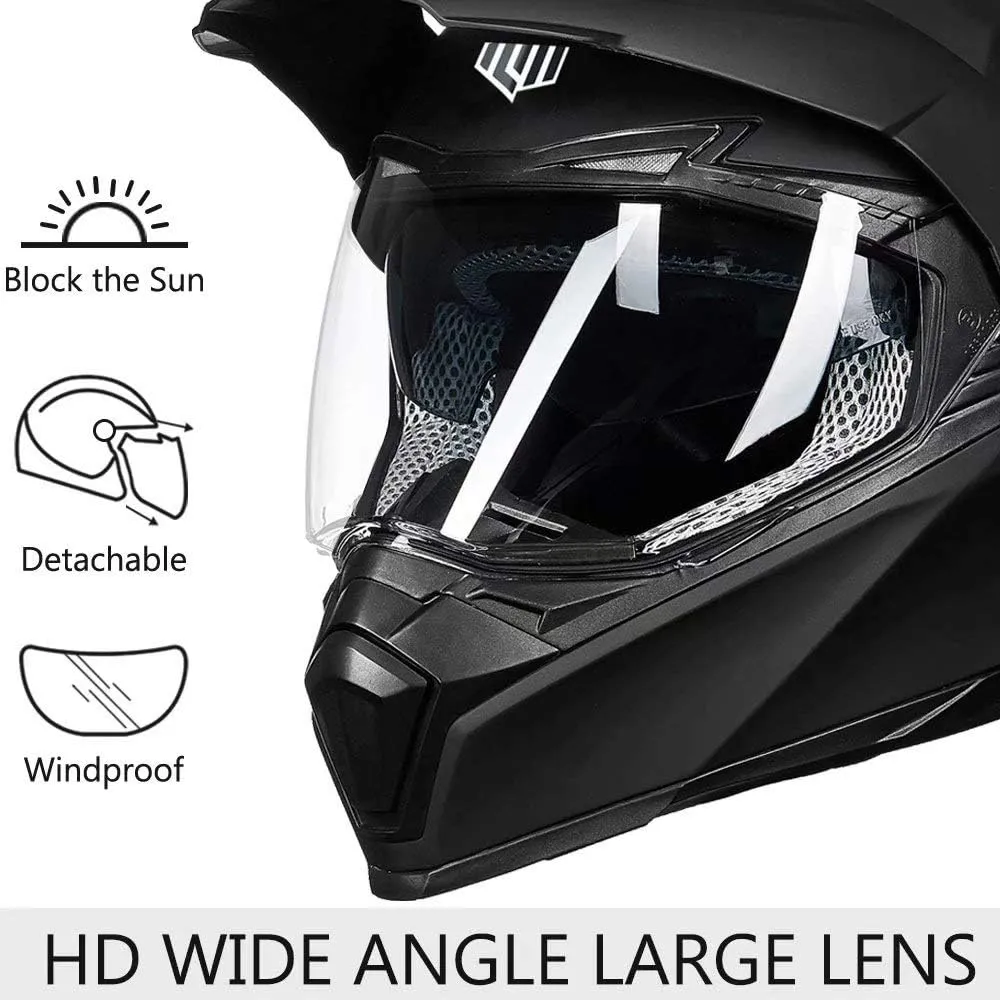 ILM Off Road Motorcycle Dual Sport Helmet Full Face Sun Visor Dirt Bike ATV Motocross Casco DOT Certified Model 606V