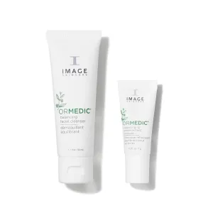 IMAGE Skincare Ormedic Balancing Facial Cleanser   pH Balancing Lip Enhancement Complex, Mild Face Wash and Deep Hydration Lip Plumper for Fuller Lips, 1.7 oz   0.5 oz