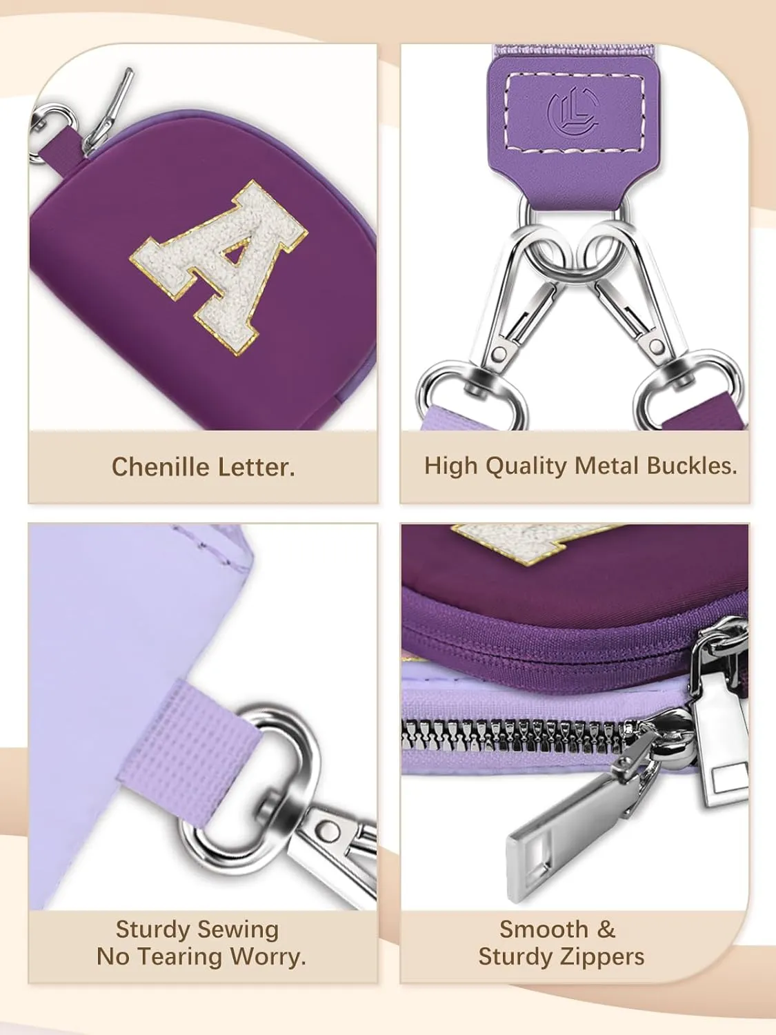 Initial Wristlet Wallet for Women,Small Dual Pouch Wristlet,Personalised Keychain Wallet,Mini Zip Around Coin Pouse