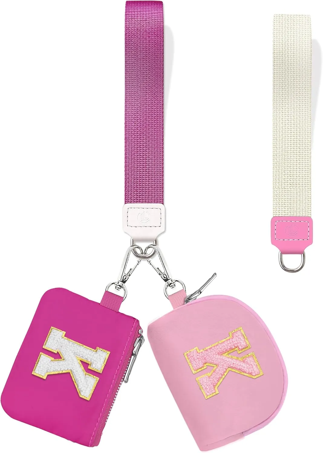 Initial Wristlet Wallet for Women,Small Dual Pouch Wristlet,Personalised Keychain Wallet,Mini Zip Around Coin Pouse