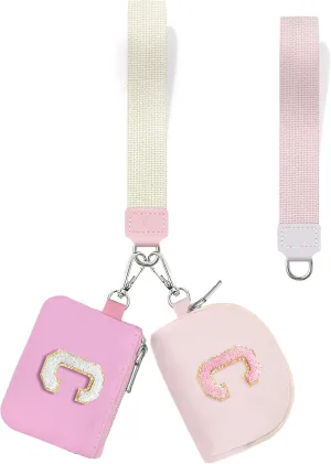 Initial Wristlet Wallet for Women,Small Dual Pouch Wristlet,Personalised Keychain Wallet,Mini Zip Around Coin Pouse